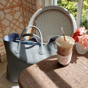Large Beck Grey Leather Tote